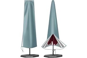 OKPOW Schutzhülle für 3m Große Sonnenschirm: 600D Wasserdicht Abdeckung Sonnenschirm mit Zip - Winddicht Hülle Sonnenschirm Anti UV