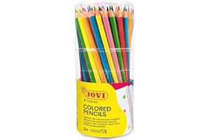 Jovi - Crayons de couleur sans bois, Étui de 84 crayons triangulaires sans bois, Couleurs vives et intenses, Idéal pour dessiner et colorier, Pointe résistante, Sans gluten (734/84)