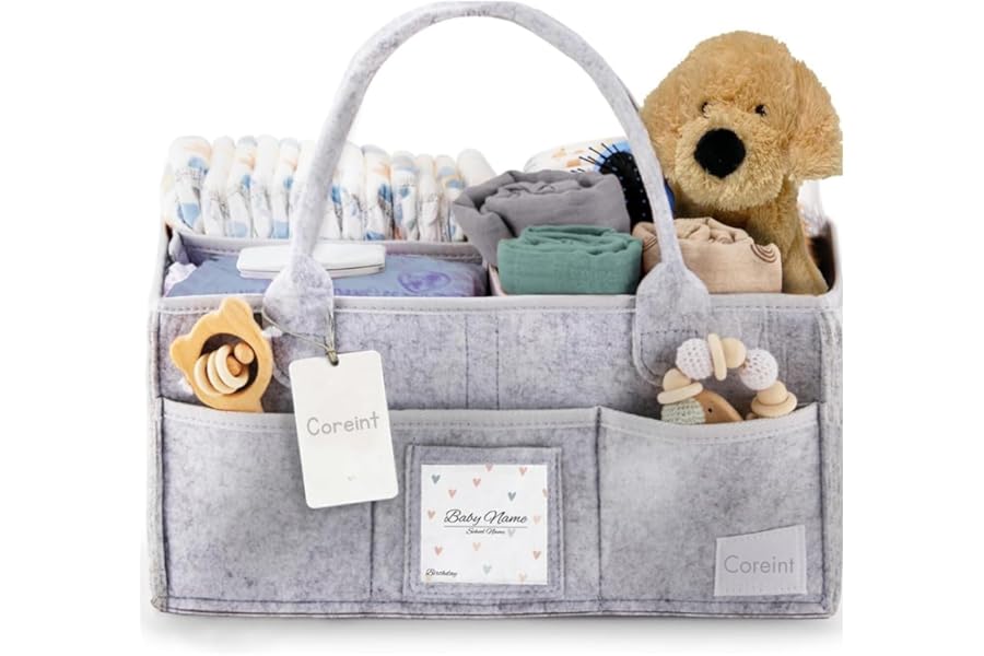 Coreint Nappy Caddy Organiser Large,Diaper Caddy,Unique Stylish Baby Shower Gifts For Mum Nursery Storage Basket - New Born Gifts -,Newborn Essentials - Nursery Decor- Baby Accessories