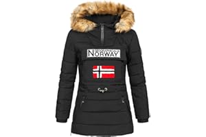 Geographical Norway Belinda Lady – Parka cálida para mujer – Abrigo impermeable con capucha de piel – Abrigo cortavientos – Chaqueta de forro cálido para mujer