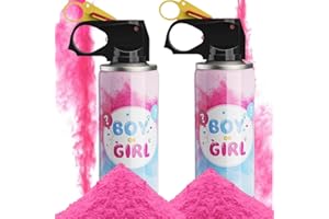 PEIQICHU Set 2 Pink Gender Reveal Smoke Cannons 300g/each Rich Smoke Spray for Baby Shower Smoke Bombs for Gender Reveal Party Fire Extinguisher Blasters Boy or Girl Surprise Decoration 100% Biodegradable