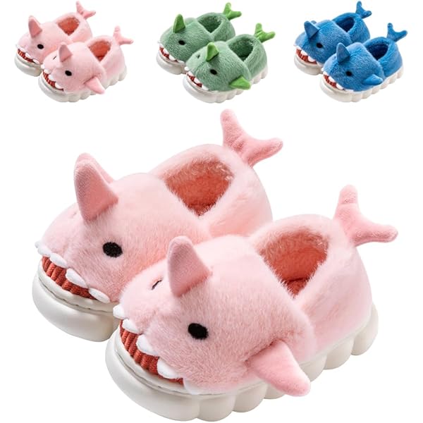Maeau Non-slip Slippers Dinosaur Children Girls Boys Cotton Linen Slippers Open Toe (01), Cotton Warm Plush Lined Slippers (02), Soft, Comfortable and Lightweight, 02 Pink