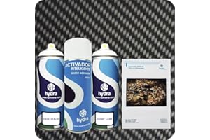 HYDRA WATER TRANSFER PRINTING STARTER Kit Hidroimpresion: 1 Activador 400 ml + 1 barniz y color de fondo adecuados de 400 ml + 1 Manual + 1 Lámina hidroimpresión fibra de carbono. Ancho: 50cm. Largo: 400cm (HFC-002)