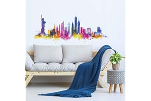 kina - UVCD0058 Adesivi Murali Stickers Città Grattacieli Statua della Libertà New York - Decorazione Muro Soggiorno Cucina Camera da Letto Ingresso