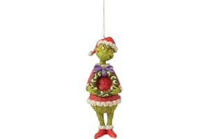 Enesco Jim Shore Dr. Seuss The Grinch Holding Ghirlanda ornamento da appendere, 13 cm, multicolore