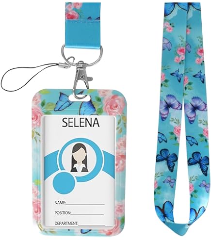 BUTTERFLY Badge Holder, Butterfly Lanyard, Blue Butterfly Lanyard - View #5