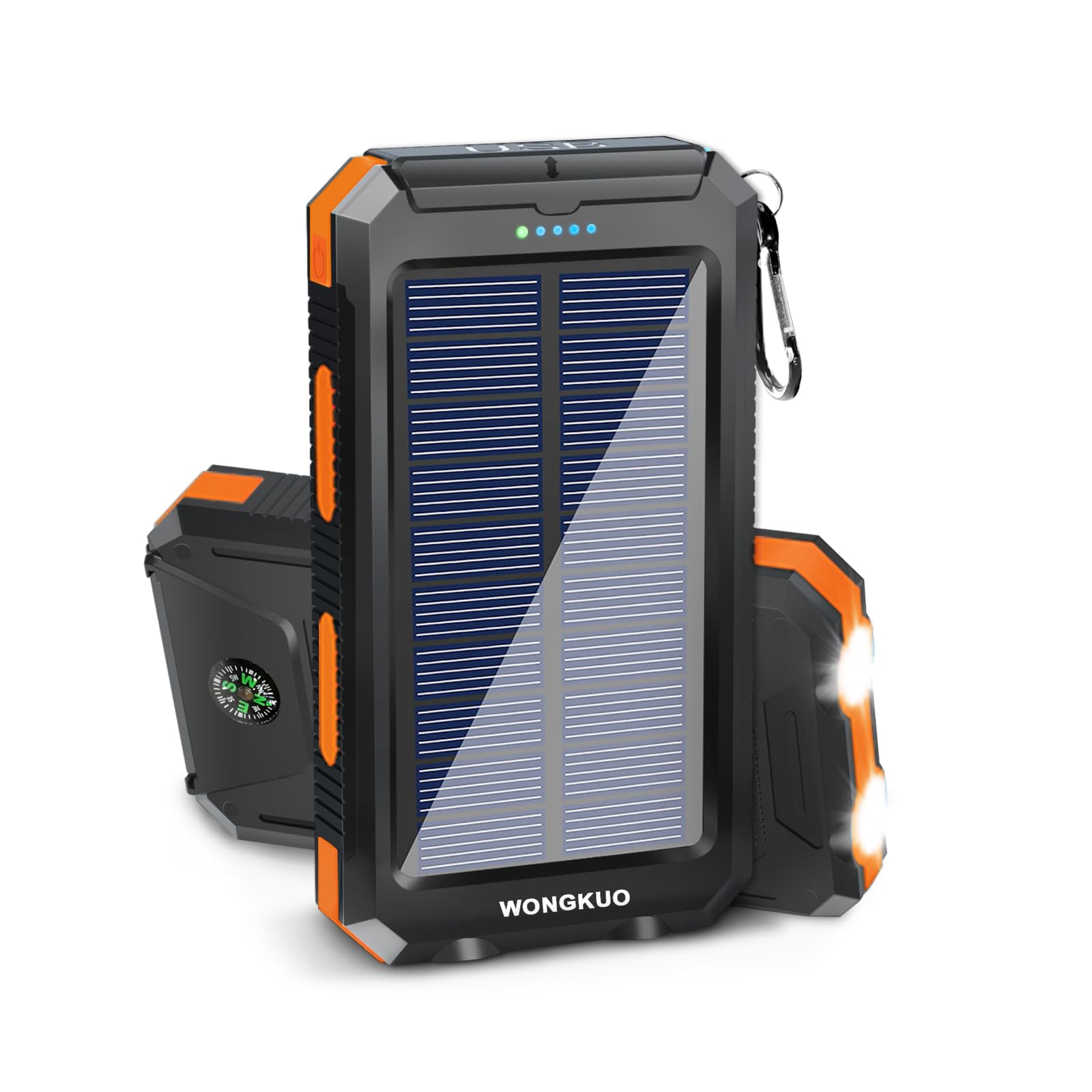 WONGKUO 2023 Upgrade Solar Charger Power Bank-36,800Mah Portable Solar Phone Charger,Qc3.0 Fast Charger With Led Flashlight,Ip65 Waterproof Power Bank Perfect For Outdoor Activity(Orange)