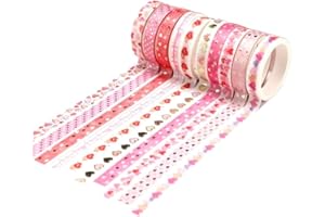 YUBX Dünne Gold Washi Tape Set Masking Tape Folie Klebeband Bunt für DIY Handwerk, Bullet Journals, Planer, Scrapbooking, Verpackung (Love Theme)