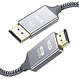 4K DisplayPort auf HDMI Kabel1.8m,DP für HDMI Verbindungskabel Nylon Geflochtener,Snowkids DisplayPort zu HDMI UHD für HDTV,M