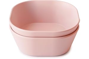 mushie Quadratische Essgeschirr-Schalen für Kinder | 2er-Set | Hergestellt in Dänemark | BPA-frei | Spülmaschinenfest | Sichere, Hochwertige & Langlebige Erstausstattung | Blush
