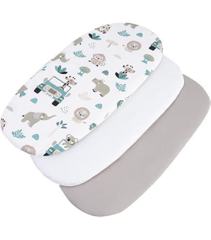 Lot 2 Draps Housse Chicco Baby Hug 4in1 – 100% Coton Gris Moutons, Pour Berceau 0-6 Mois
