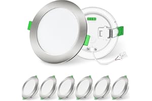 ALUSSO LIGHTING Nichel Faretti LED da Incasso per Cartongesso Dimmerabile 10W 1050lm Alta luminosità, Ultra Sottili Faretti Soffitto Bianco Caldo/Neutro/Freddo IP44 Faretto Interno Bagno, Set di 6