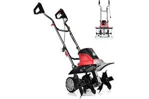 SOARS Motozappa Elettrica 1500W, Larghezza 43 CM, Profondità 22 CM, Ruote Pieghevoli & Altezza Regolabile, Doppia Sicurezza, Zappatrice Elettrica per Serra, Giardino, Campo, Cortile (6 Lame)