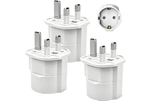 Mesybveo 3 Pièces Adaptateur Prise Anglaise, Adaptateur UK, Adaptateur Type G, Adaptateur de Voyage France vers UK, Prise Type G pour Angleterre, Écosse, Irlande, Dubaï, Maldives, Blanc