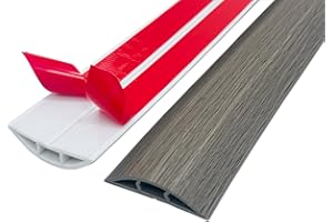 ZZLQIAN Floor Cord & Wire Cover,Self-Adhesive Flexible PVC Power Cable Channel,Cable Protector & Hider,Protect Cables & Prevent Trip Hazards,Ideal Extension Cord Cover for Office Home (Wood Grain D, 3M)