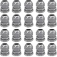20 Pack M20 20mm IP68 Waterproof Nylon Cable Glands, Suitable for 6mm - 12mm Cables (Grey)