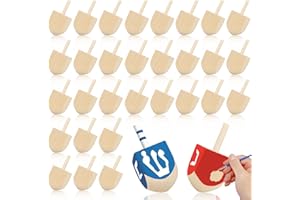 DATIFF 30 pièces d'Hanouka Dreidel en Bois Hanouka Dreidels à Peindre Hanoucca Toupie Jouet Enfants Hanoukka Party Décoration Hanoukka Dreidel Cadeau