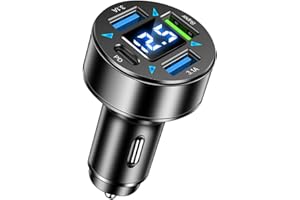 OWNKIM 4 Ports Allume Cigare USB, USB C PD 66W Charge Rapide Chargeur Voiture QC3.0&PD Prise Allume Cigare USB avec LED Voltmètre, Compatible avec iPhone, Android, Samsung, Tablette