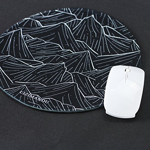 Gaming Mauspad(250 x 250 x 3 mm) ,Lizimandu Silent Designer Runde Round Mousemat /Standard Size mit Anti-Rutsch-Leder-Runde Double Sided Durchmesser 25 cm für alle gängigen Mouse-Typen(Schwarzer Berg/Black Mountain) - 5