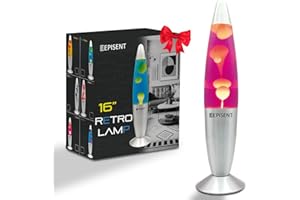 EPISENT Mood Lamp 16” - Retro Lamp - Beautiful Liquid Wax Lamp - Night Light for Home Office Décor - Electrically Operated - Great Gift for Kids & Adults - Relaxing Lamp (Pink/White)