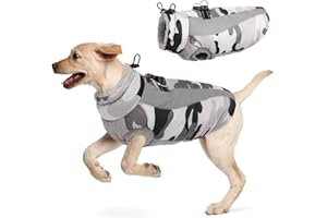 Hjyokuso Manteau Chien, Manteau pour Chien Doublé et Chaud, Manteaux d'hiver pour Chiens avec Fermeture à Glissière,Manteau Chien Imperméable,Veste Chien Hiver pour Petit/Grand/Moyen Chiens-Rris XXXL