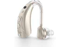 HIBRIQ Dispositivo Sonoro per Anziani con 4-EQ Modes, Noise Canceling e Controllo del Volume, HBQD-Gold