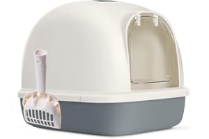 BPS BUENA PET SHOP BPS Aseo Gato Arenero Sanitaria Cerrado Bandeja Arena para Gatos Mascotas con Pala 3 Colores y 2 Tamaños M/L (M, Gris) BPS-5599GR