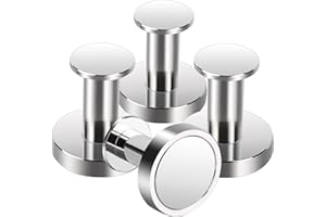 MIN CI Magnetic Hooks, 36mm Extra Strong Magnets 70lbs(32kg), N52 Strong Magnet Hooks Heavy Duty, Rare Earth Magnets Silver Neodymium Magnetic Hook for Cruise Essentials 4Pack