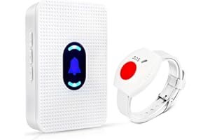 DAYTEE DAYTECH - Allarme personale wireless per anziani, pulsante di chiamata per anziani, allarme da polso, pulsante antipanico, campanello per pazienti disabili domestici, anziani, con 1 ricevitore plug-in