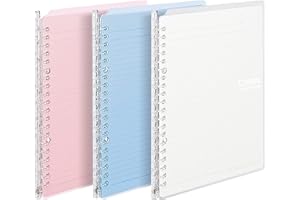 Kokuyo Campus Easy-Carry Slim Binder"Smart-Ring" A5 20-Ring Set of 3 (Light Pink, Light Blue & Clear, A5)