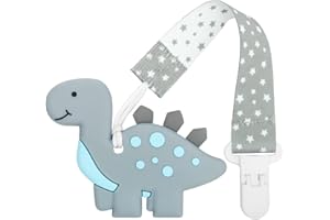 CLDY Teething Toys for Baby, Chew Toys for Autistic Children Dinosaur Grey, Baby Toys 3+ Months, Sensory Chew Toys, BPA Free Silicone Teether for Toddler Infant, Toddler Newborn Shower Gifts