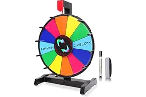 iElyiEsy Spinning Prize Wheel 12 Inch Tabletop Spin Wheel for Prizes with Stand, 12 Color Slots, Erasable Surface for Trade Show Carnival Party Fortune Game