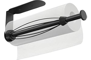 HiFan Küchenrollenhalter Ohne Bohren, Einhand Tearable Paper Towel Holder für Küche/Badezimmer, Küchenrollenhalter Wand/Unter Schrank, Selbstklebend und Bohrbarer Küchenrollenhalter (Schwarz)