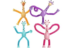 YEAPEAK 4 Pezzi Giocattolo Giraffa Telescopico, Giocattolo Giraffa Con Ventosa Telescopica, Giocattolo Tubo Giraffa, Giraffa Telescopica Con Ventosa, Telescopiche Antistress Gioco, Pop Tube Fidget Toys