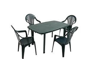 TRABELLA Rimini Garden Table with PINETO Chair, Polypropylene, Green, 137cm