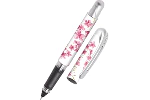 ONLINE stylo roller ergonomique Cherry │ pour l'école et le lycée │ poignée souple pour gauchers et droitiers │ cartouches d'encre standard, rechargeables, couleur bleue │ stylos pour étudiants