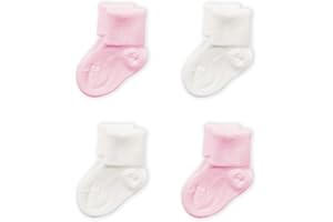 Prisco Calzini Neonato 0-3 Mesi in Cotone Filo di Scozia, Calze Neonatali Maschio o Femmina, Regalo Nascita Bimbo Bimba, 4 Paia