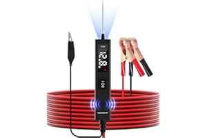 OBDMONSTER Lampada di prova tester per circuiti auto, 12 V, 24 V, 0 – 80 V DC, tester di tensione per auto con sonda di circuito, display a LED e allarme per testare batterie automobilistiche/passaggio/terra