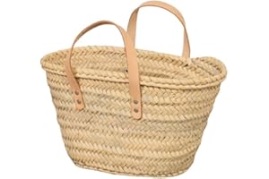 CESTERIA APARICI Cestería Aparici – Capazo de Palma Beige con Asas Cortas Hecho a Mano (32x18x17 cm) | Cesta Artesanal para Regalos, Decoración o Almacenaje