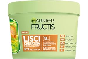 Garnier Fructis Maschera, Per Capelli Lisci e Lucenti a Lungo, Effetto Anti-Crespo, Trattamento Lisciante alla Cheratina Vegetale e Olio di Argan, Lisci Cheratina, 370 ml