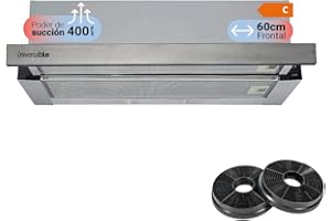 UNIVERSALBLUE Campana Extractora Telescópica o Extraíble 60 cm Acero Inox | Extractor Aire y Humo para Cocina con Filtros de Aluminio Extraíbles | Control Mecánico | 2 Velocidades
