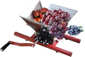‎SQUEEZE MASTER 7L Traubenmühle Obstmühle Maischemühle Fruchtbrecher Pulper Mühle mit Handkurbel für Beeren Wein Soße Handmühle Zerkleinerer, (Edelstahl)