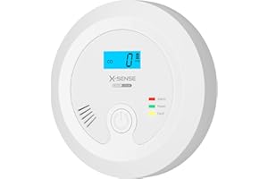 X-Sense Detector de Monóxido de Carbono (CO) con una Vida Útil de 10 Años, Alarma Reemplazable Alimentada por Batería y con Pantalla Digital, CO03B
