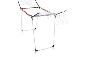 Leifheit Séchoir à linge Pegasus 200 Solid, séchoir sur pied grande surface d'étendage, étendoir à linge à ailes solide, longueur de séchage 20 m, 5 cintres et 4 supports petit linge