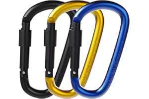 ONLYQIQIU Locking Carabiner Clips for Backpack Dog Leash, Key Chain Clip Hook Aluminum Alloy D Shape Carabiner Clip Heavy Duty for Outdoor Cycling/Hiking/Fishing/Camping/Traveling