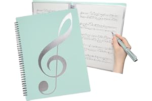 WHENZOO A4 Sheet Music Folder, A4 Music FolderSheet MusicHolder Allow Annotations, Eliminate Glare 60 Pages Spiral Sheet MusicBinder Student Drawing Folder Storage for MusicalScore Painting Photo - Green