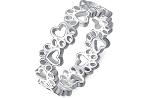 PRAYMOS Dog Paw Print Ring 925 Sterling Silver Thumb Ring for Women Pet Puppy Dog Cat Paw Print Rings Promise Engagement Rings Size 5-11