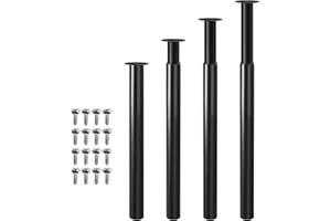 Jopassy Pieds de table réglables en métal - 4 pièces - Noir - Acier inoxydable - 70 à 110 cm - Charge max. 200 kg - Pour meubles d'intérieur, cuisine, salon, bureau, etc.