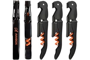 AAABOX 5 pezzi Set Cavatappi Professionale,3 in 1 Cavatappi Vino, Apribottiglie Vino,Cavatappi da Sommelier con Tagliacapsule（Arancione+Nero）