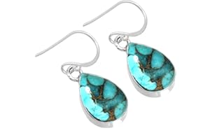 JEWELOPORIUM Boucles d'oreilles pendantes bohèmes en argent sterling 925 véritable, bijoux faits main, avec grenat, lapis-lazuli, agate et cristal, pierres précieuses naturelles, pour femmes